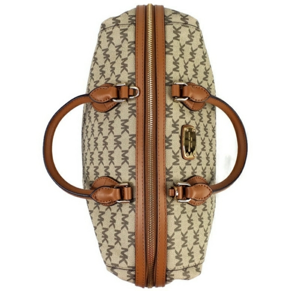 Michael Kors Grayson Large Convertible Satchel Bag MK Signature Logo PVC Natural - Picture 5 of 16